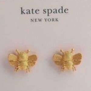 Kate Spade NWT Novelty Gold Bee earrings with spade earrings backs w/dust bag